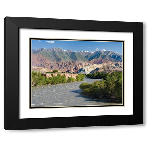 Valley of river Suusamyr in the Tien Shan Mountains west of Ming-Kush-Kyrgyzstan Black Modern Wood Framed Art Print with Double Matting by Zwick, Martin