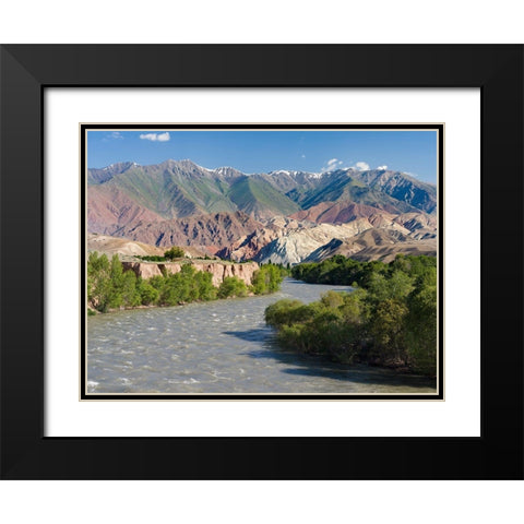 Valley of river Suusamyr in the Tien Shan Mountains west of Ming-Kush-Kyrgyzstan Black Modern Wood Framed Art Print with Double Matting by Zwick, Martin