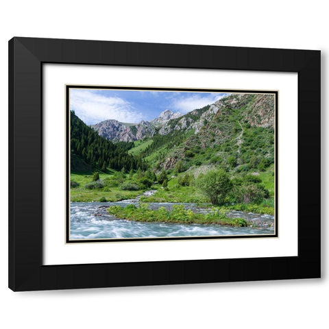 Landscape in the National Park Besch Tasch in the Talas Alatoo mountain range Black Modern Wood Framed Art Print with Double Matting by Zwick, Martin