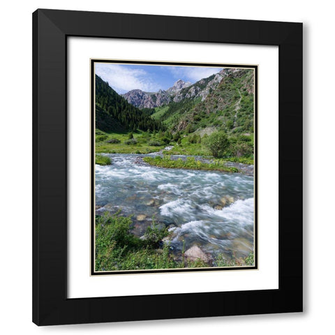 Landscape in the National Park Besch Tasch in the Talas Alatoo mountain range Black Modern Wood Framed Art Print with Double Matting by Zwick, Martin
