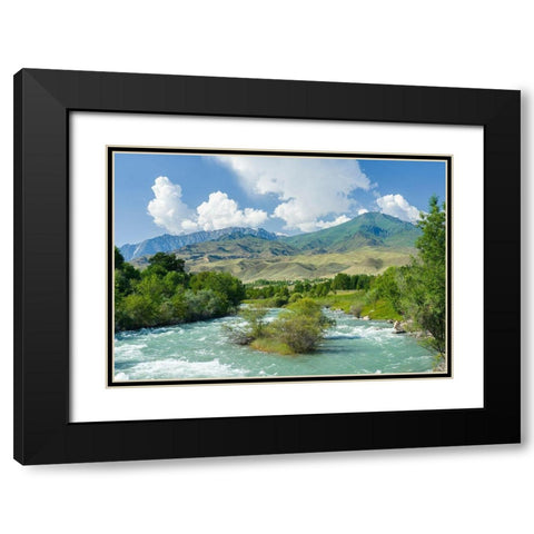 Landscape near Toktogul close to Tien Shan Highway-connecting Bishkek with Osh Black Modern Wood Framed Art Print with Double Matting by Zwick, Martin