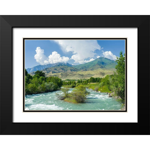 Landscape near Toktogul close to Tien Shan Highway-connecting Bishkek with Osh Black Modern Wood Framed Art Print with Double Matting by Zwick, Martin