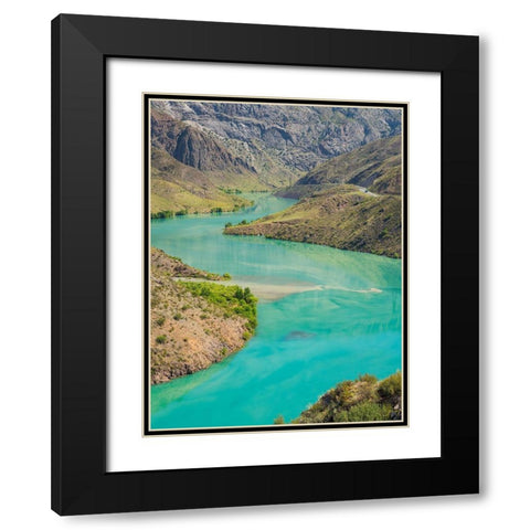 Landscape along the Tien Shan Highway-the Kurpsai Reservoir Black Modern Wood Framed Art Print with Double Matting by Zwick, Martin