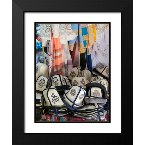 Kalpak (Al-Kalpak)-the traditional felt hat of Kyrgyzstan Jayma Bazaar-one of the greatest tradition Black Modern Wood Framed Art Print with Double Matting by Zwick, Martin