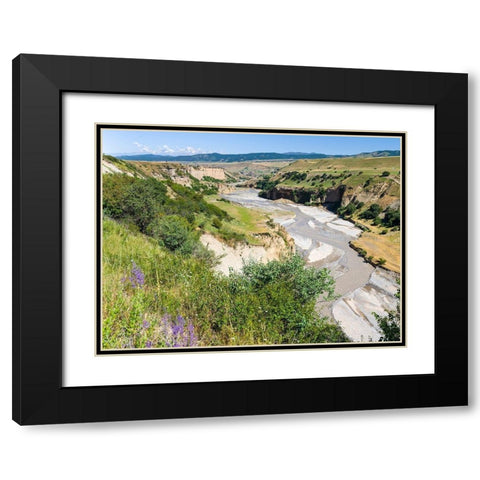 Landscape in the foothills of the Fergana mountain range Black Modern Wood Framed Art Print with Double Matting by Zwick, Martin
