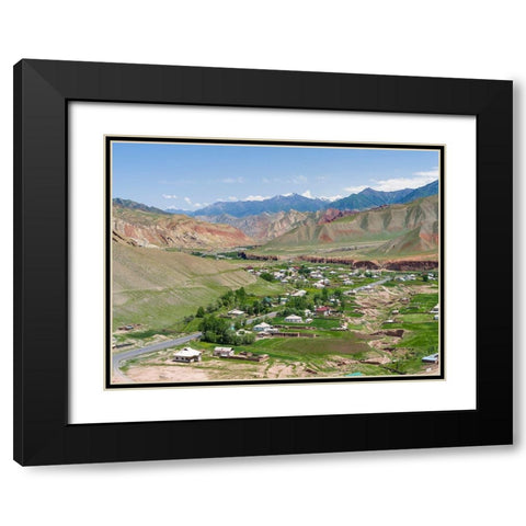 Village at the Pamir Highway The mountain range Tian Shan or Heavenly Mountains  Black Modern Wood Framed Art Print with Double Matting by Zwick, Martin