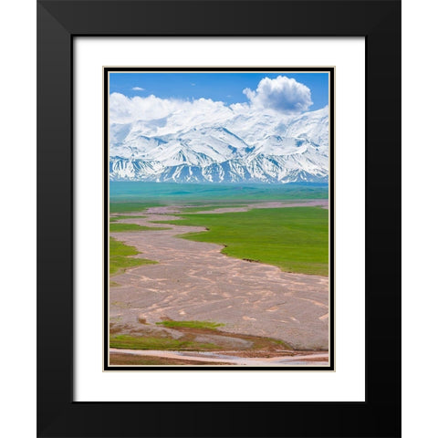 Alay Valley and the Trans-Alay Range in the Pamir Mountains  Black Modern Wood Framed Art Print with Double Matting by Zwick, Martin