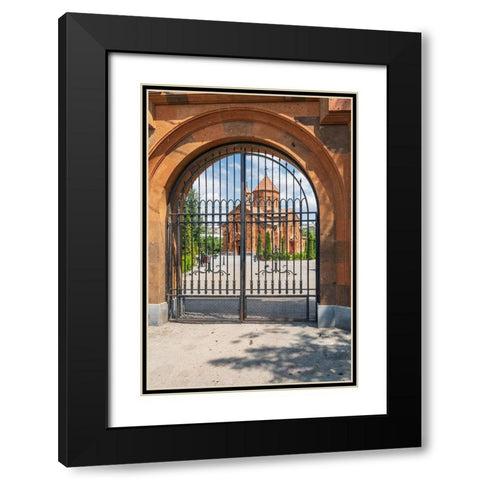 Armenia-Yerevan-Nork-Marash district Surb Astvatsatsin Church-seen through the gate Black Modern Wood Framed Art Print with Double Matting by Wilson, Emily