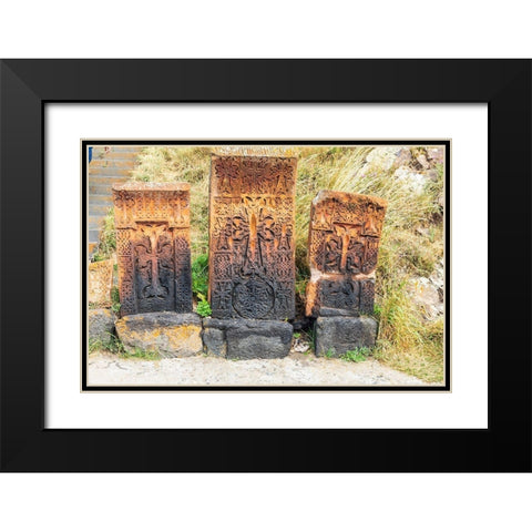 Armenia-Sevan Sevanavank 9th century Monastery complex Stone tablets Black Modern Wood Framed Art Print with Double Matting by Wilson, Emily