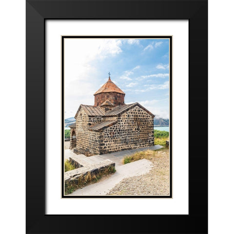 Armenia-Sevan The church of Surp Astvatsatsin at the Sevanavank Monastery complex on Lake Sevan Black Modern Wood Framed Art Print with Double Matting by Wilson, Emily