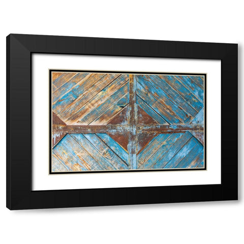 Margib-Sughd Province-Tajikistan Faded blue paint on a wooden door Black Modern Wood Framed Art Print with Double Matting by Wilson, Emily M.