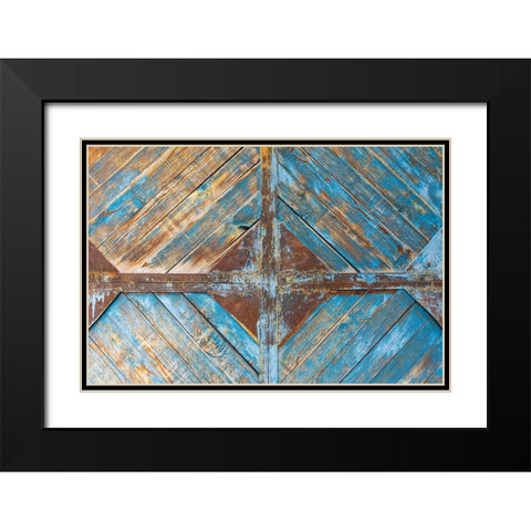 Margib-Sughd Province-Tajikistan Faded blue paint on a wooden door Black Modern Wood Framed Art Print with Double Matting by Wilson, Emily M.
