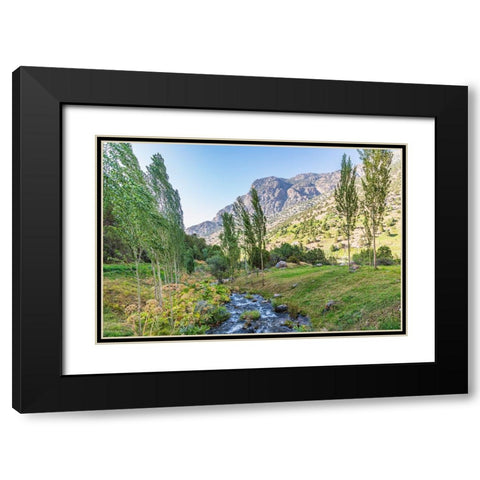 Artuch-Sughd Province-Tajikistan A small creek in the mountains of Tajikistan Black Modern Wood Framed Art Print with Double Matting by Wilson, Emily M.