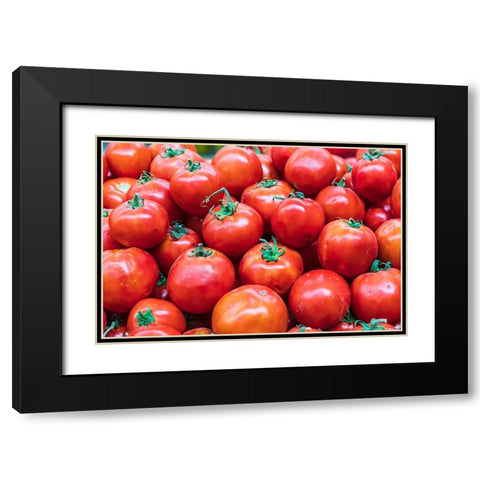 Khujand-Sughd Province-Tajikistan Fresh tomatoes for sale at the Panjshanbe Bazaar in Khujand Black Modern Wood Framed Art Print with Double Matting by Wilson, Emily M.