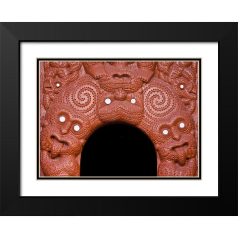 New Zealand, Rotorua Traditional Maori carving Black Modern Wood Framed Art Print with Double Matting by Kaveney, Wendy