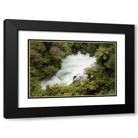 New Zealand, Okere Falls on the Kaituna River Black Modern Wood Framed Art Print with Double Matting by Grall, Don