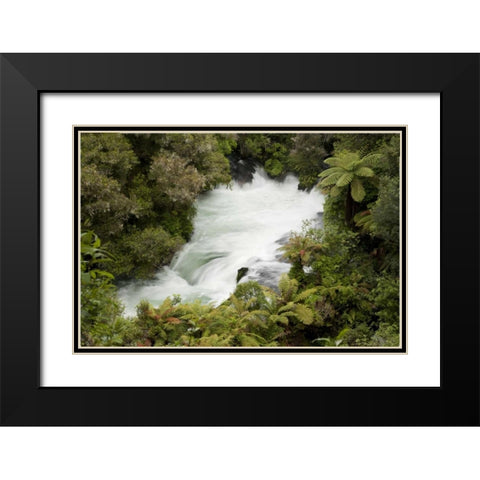 New Zealand, Okere Falls on the Kaituna River Black Modern Wood Framed Art Print with Double Matting by Grall, Don