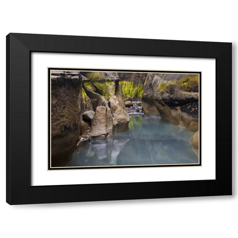 New Zealand, North Island Rocks at low tide Black Modern Wood Framed Art Print with Double Matting by Grall, Don
