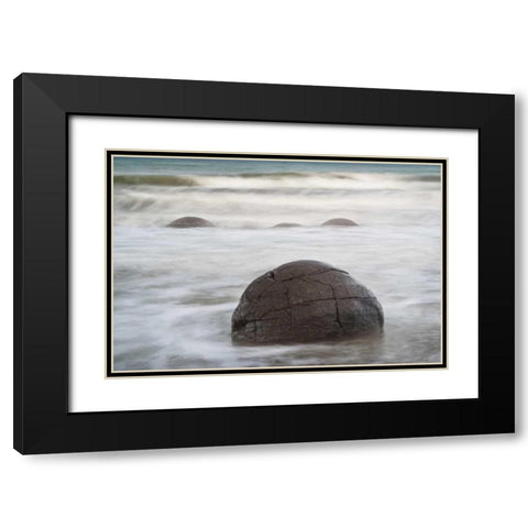 New Zealand, South Island, Moeraki boulders Black Modern Wood Framed Art Print with Double Matting by Grall, Don