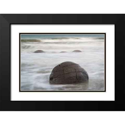 New Zealand, South Island, Moeraki boulders Black Modern Wood Framed Art Print with Double Matting by Grall, Don