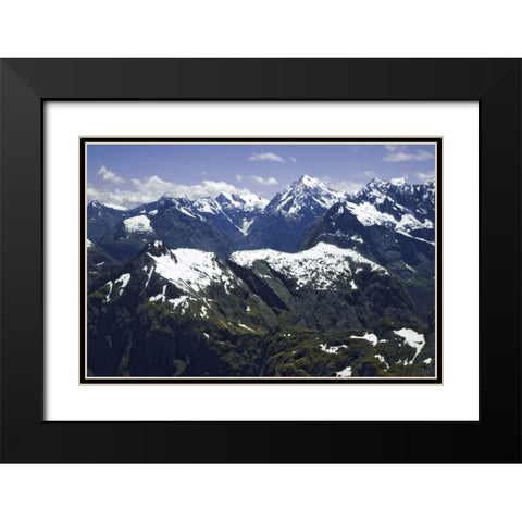 New Zealand, South Island, Southern Alps aerial Black Modern Wood Framed Art Print with Double Matting by Flaherty, Dennis