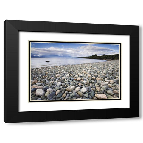 New Zealand, South Island Lake TeAnua Black Modern Wood Framed Art Print with Double Matting by Flaherty, Dennis