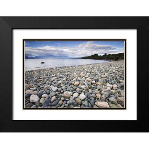 New Zealand, South Island Lake TeAnua Black Modern Wood Framed Art Print with Double Matting by Flaherty, Dennis