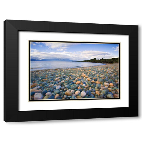South Island Rocky shore of Lake Te Anau Black Modern Wood Framed Art Print with Double Matting by Jaynes Gallery