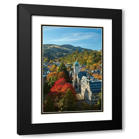 Clock Tower-Registry Building-University of Otago in Autumn-Dunedin Black Modern Wood Framed Art Print with Double Matting by Wall, David
