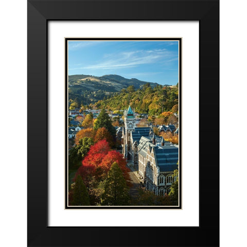 Clock Tower-Registry Building-University of Otago in Autumn-Dunedin Black Modern Wood Framed Art Print with Double Matting by Wall, David