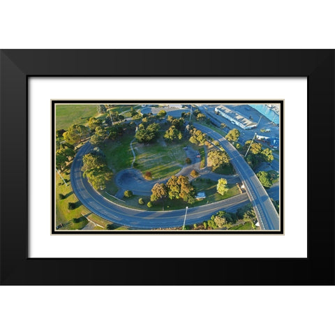 Spiral road to Port of Timaru-Timaru-South Canterbury Black Modern Wood Framed Art Print with Double Matting by Wall, David