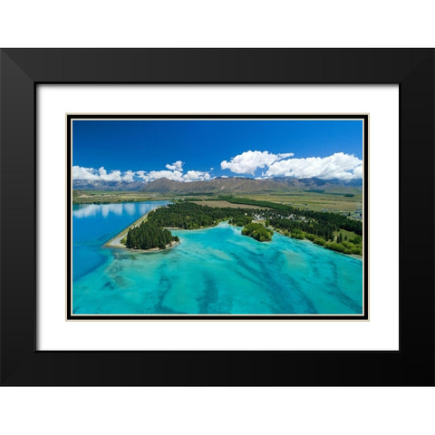Lake Ruataniwha-Mackenzie Country Black Modern Wood Framed Art Print with Double Matting by Wall, David