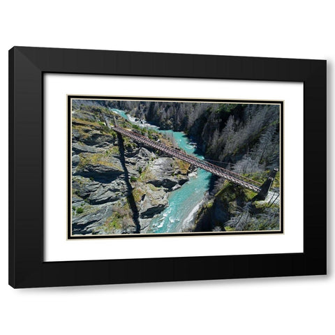 Historic Skippers Suspension Bridge (1901)-above Shotover River-Skippers Canyon-Queenstown Black Modern Wood Framed Art Print with Double Matting by Wall, David