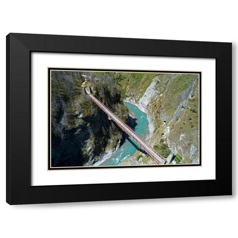 Historic Skippers Suspension Bridge (1901)-above Shotover River-Skippers Canyon-Queenstown Black Modern Wood Framed Art Print with Double Matting by Wall, David