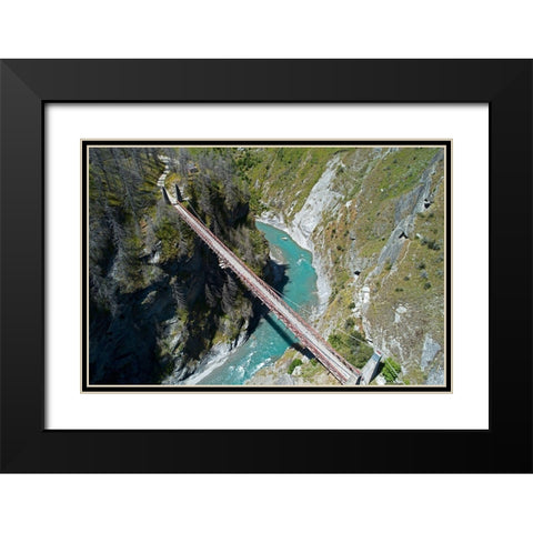 Historic Skippers Suspension Bridge (1901)-above Shotover River-Skippers Canyon-Queenstown Black Modern Wood Framed Art Print with Double Matting by Wall, David
