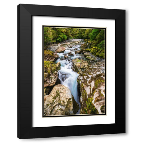 The Chasm-Fiordland National Park-South Island-New Zealand Black Modern Wood Framed Art Print with Double Matting by Bishop, Russ