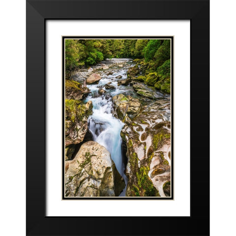 The Chasm-Fiordland National Park-South Island-New Zealand Black Modern Wood Framed Art Print with Double Matting by Bishop, Russ