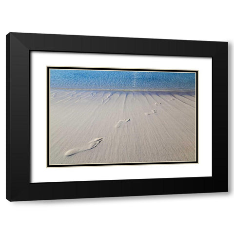Bahamas, Exuma Island Sand footprints Black Modern Wood Framed Art Print with Double Matting by Paulson, Don