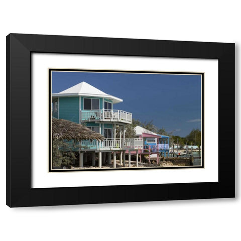 Bahamas, Exuma Island Rental houses on cay Black Modern Wood Framed Art Print with Double Matting by Paulson, Don