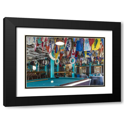 Bahamas, Exuma Island Flags on ceiling of bar Black Modern Wood Framed Art Print with Double Matting by Paulson, Don