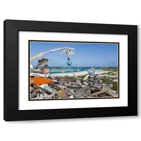 Bahamas, Exuma Island Driftwood on BooBoo Hill Black Modern Wood Framed Art Print with Double Matting by Paulson, Don