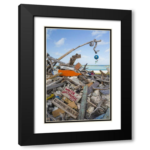 Bahamas, Exuma Island Driftwood on BooBoo Hill Black Modern Wood Framed Art Print with Double Matting by Paulson, Don