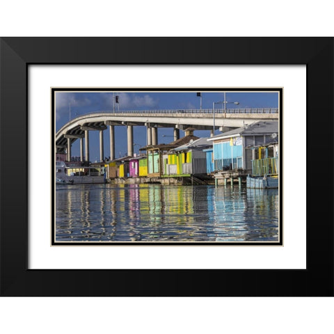 Bahamas, Nassau Vendors shacks in Potters Cove Black Modern Wood Framed Art Print with Double Matting by Paulson, Don