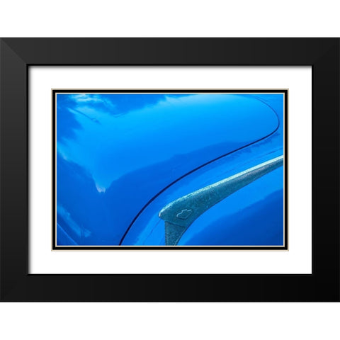 Detail of trunk and fender on blue classic American Buick car in Habana-Havana-Cuba Black Modern Wood Framed Art Print with Double Matting by Miglavs, Janis
