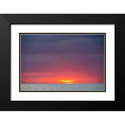 Sunset sky with clouds over ocean seen from La Boca-Cuba Black Modern Wood Framed Art Print with Double Matting by Miglavs, Janis