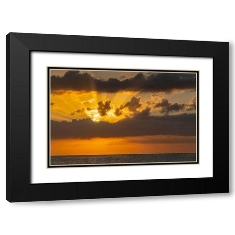 Sunset in clouds over ocean La Boca-Cuba Black Modern Wood Framed Art Print with Double Matting by Miglavs, Janis