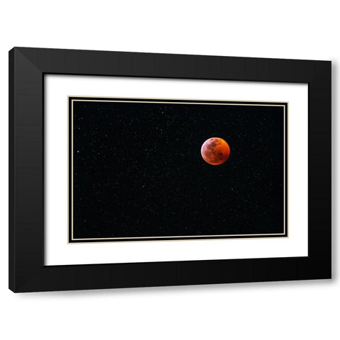 Total blood moon eclipse seen from Big Island-Hawaii Black Modern Wood Framed Art Print with Double Matting by Miglavs, Janis
