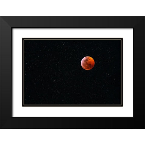 Total blood moon eclipse seen from Big Island-Hawaii Black Modern Wood Framed Art Print with Double Matting by Miglavs, Janis