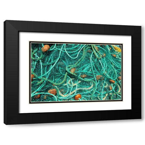 Guadeloupe Marie-Galante Island-part of France Fishnets at the marina in the town Black Modern Wood Framed Art Print with Double Matting by Buhl, Karl