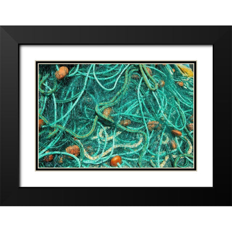 Guadeloupe Marie-Galante Island-part of France Fishnets at the marina in the town Black Modern Wood Framed Art Print with Double Matting by Buhl, Karl